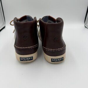 Mens Sperry Striper PlushWave preowned Brown Leather Mid Sneaker Boots Size 11.5